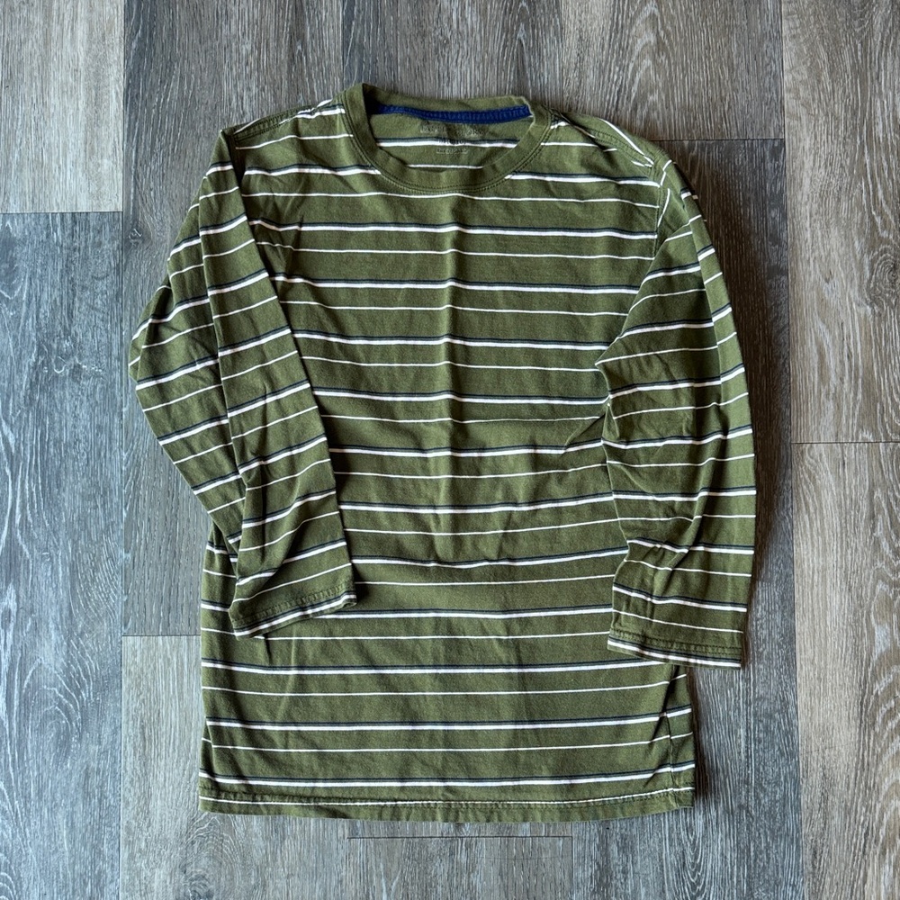 Striped Olive Green Long Sleeve Tee